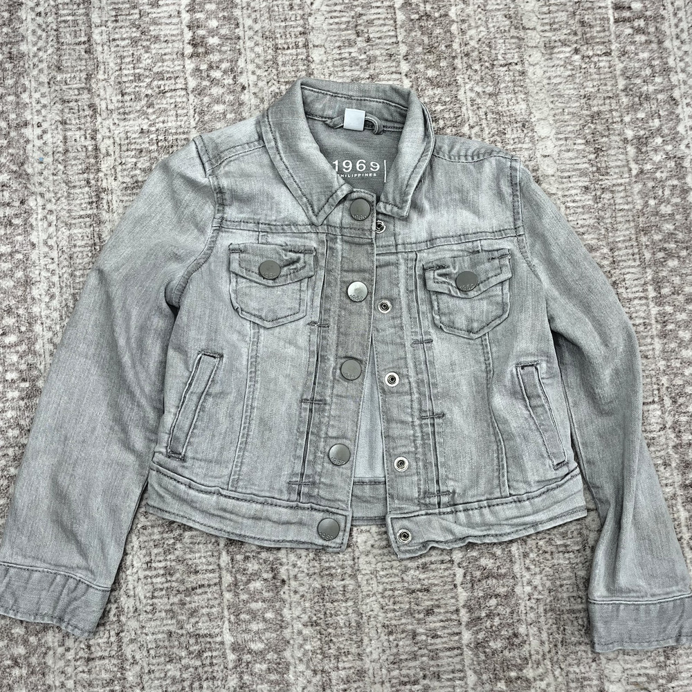 Gap Kids 1969 Denim Jacket Gray XS Youth Classic Button Casual
